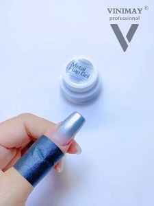 Vinimay Metal Flap Gel Pai Pai Gel美甲镜面金属拍拍胶日式罐装镜面银色法式渐变can painting liner french nail gradient design