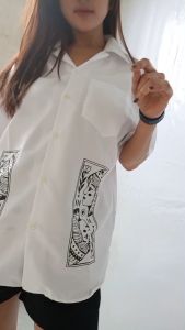 Kemeja Casual Distro Pria wanita Hawaiian Shirt Katun Printing Motif Surfing Lolly Hitam Vintage Lengan Pendek