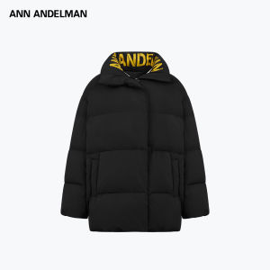 ANN ANDELMAN | Winter Thermal Down Jacket Hooded Yellow and Black Pattern