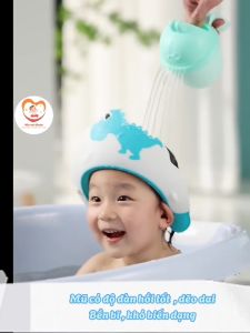 Mũ gội đầu chắn nước bảo vệ tai và mắt cho bé hình khủng long giúp bé thích đi tắm có thể điều chỉnh vừa với đầu bé - Hie en Store