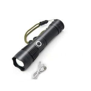 ESMARTER | Powerful P50 LED Flashlight Telescopic Zoom Torch with 5 Lighting Modes USB Rechargeable Camping Emergency Lantern