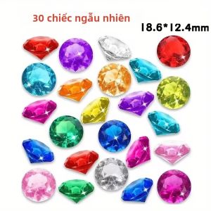 Meade | 30 Chiếc Acrylic Pha Lê Kim Cương Đá Quý Bộ Đồ Chơi Nhiều Màu Sắc Kho Báu Trang Sức Cho Trẻ Em Bé Gái Giáo Dục Sinh Nhật Quà Tặng Giáng Sinh