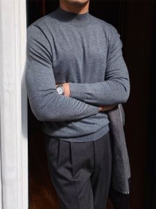 Slim Fit Wool Stand-up Collar Vintage Casual Sweater