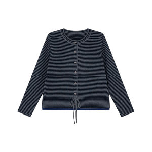 NIHAOKANONG | Áo Cardigan Len Hàn Quốc Phối Màu Có Chi Tiết Dây Kéo