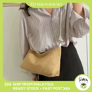 DROPASSIST 2054 READY STOCK Retro Straw Tote Bag Versatile Large Capacity Shoulder Bag For Women