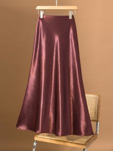 Chân Váy A-Line Đuôi Cá Vintage Acetate Satin Dành Cho Phụ Nữ Kích Cỡ Lớn Mùa Thu và Xuân