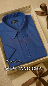 Áo Sơ Mi Nam Công Sở Trung Niên Anton Somianton Ngắn Tay Xanh Than Trơn Vải Cotton Vạt Ngang - ZSN13