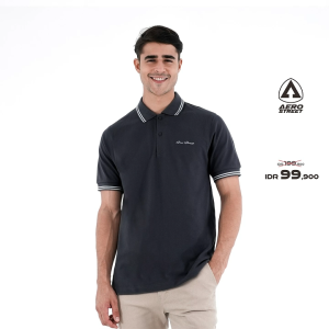 Aerostreet Polo Shirt Kenzy Dark Grey Kaos Kerah Poloshirt QFAAA