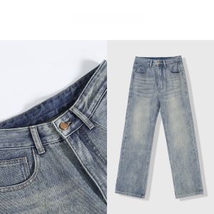 Thời Trang Sành Điệu Chân Thẳng Nam Quần Jean Retro Thời Trang Thoải Mái Quần Dài Mùa Xuân Mới Đến Thoải Mái Cotton Vải Bông Denim Phong Cách Pop Dành Cho Giới Trẻ