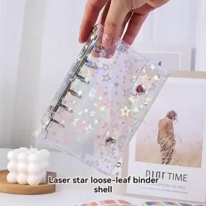 1pc A6 Glitter PVC Budget Binder Cover Clear Refillable Notebook Cho Hình Ảnh Hình Ảnh Album Người Tổ Chức Người Lập Kế Hoạch Thư Mục