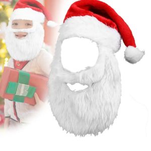 Christmas Santa Claus Hat with Mustache Soft and Comfortable Classic Santa Hat with Beard for Kids and Adults