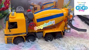 รถโม่ปูนสีเหลือง 899-2-A: รถก่อสร้าง รถโม่ปูนของเล่นเสมือนจริง ไถได้หมุนถังได้มีไฟมีเสียง