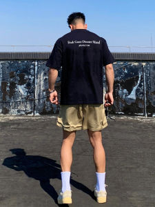 Casual Cotton Short Sleeve T-Shirt Men Summer Trendy Brand Loose Fit round Neck Print Top Youth Popular round Shoulder Style