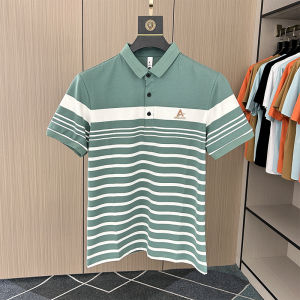 Áo Thun Nam Mùa Hè Thoáng Khí Cotton POLO Sọc Tay Ngắn Cổ Polo Rộng Rãi Thời Trang Trung Niên Và Trẻ Trung