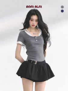 SHAOYEYAN | Áo Thun Tay Ngắn Giả Cổ Hai Mảnh Ôm Sát Cho Mùa Hè