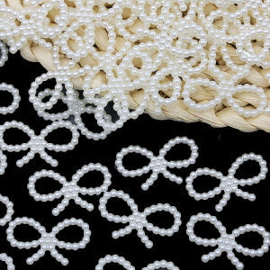 (100 Pieces/pack) 17*29Mm Resin Imitation Pearl Bow Jewelry Accessories Hollow Diy Phone Case Decoration Material Diy Adhesive Free Patch Holiday Decoration