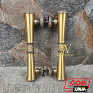 Handle Pintu Rumah Kuningan Antik Motif Godo Polos Ukir 33 cm 2 pcs