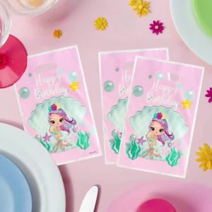 20Pcs/40Pcs Party Gift Bags Happy Birthday Gift Bags Happy Birthday Letters Cartoon Mermaid Shells Seaweed Starfish Pearls Happy Birthday Gift Bags Polka Dot Gift Bags Bow Gift Bags Suitable for Birthday Festival Party Event Party Gift P...