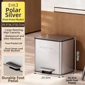 ASCOR | Italian Large Capacity Foot Pedal Trash Bin Luxury