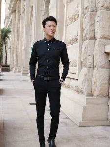 KNIGHT เสื้อเชิ้ตผู้ชายแขนยาว Slim Youth Shirts Trend Casual Business Clothes