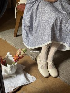 Musi Sheepskin Version Ballet Flats Silver Color Super Soft round Toe Mary Janes Casual Fashion Single Shoes Korean Style