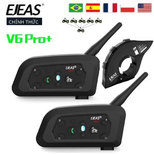 Mũ Bảo Hiểm Bluetooth EJEAS V6 PRO+ 2024 Bộ Đàm Xe Máy Phạm Vi Liên Lạc 6 Người Lái Khoảng Cách 800 Mét Ghép Nối Đa Năng Chống Nước Khử Tiếng Ồn