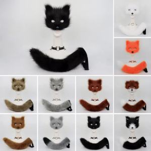 New Halloween Party Adjustable Simulation Fox Tail Plush Fox Ears Headwear Halloween Cosplay Costume Props Fluffy Animal Ears