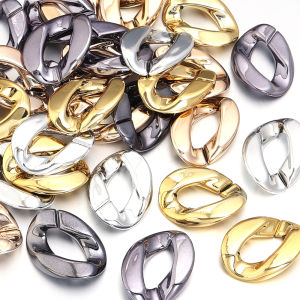 10pcs/lot Acrylic Link Chain Clasp Gold Plated Twisted Open Buckle Beads Connectors For DIY Jewelry Making Necklace Keychains