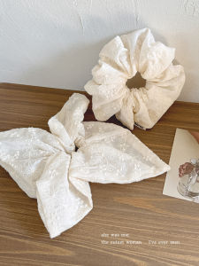 Khăn Tròn in Họa Tiết Màu Trắng Sữa Hàn Quốc Dành Cho Nữ 2025 Mới Ngọt Ngào Dây Buộc Tóc Tròn Phụ Kiện Tóc Thời Trang