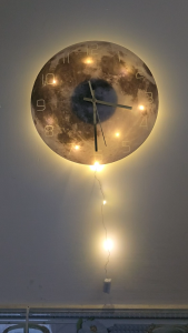 Đồng hồ treo tường decor Có Đèn đồng hồ treo phòng ngủ phòng khách hình mặt trăng đẹp nhiều mẫu