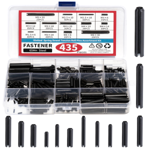 435pcs/385pcs Slotted Spring Dowel Tension Roll Pins Assortment Kit M1.5 M2 M2.5 M3 M4 M5 M6 pring-Type Straight Pins