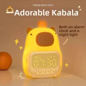 Cartoon Cute Time Display Bedside Alarm Clock with Tap-to-Activate Night Light