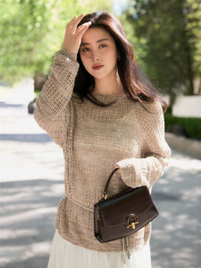 Eifini | Áo Sweater Cotton Linen Thoáng Khí Đục Lỗ