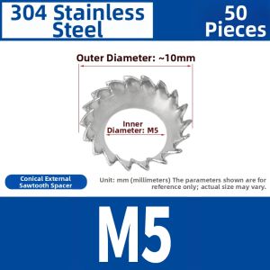 GUWANJI | Anti-Loosening 304 Stainless Steel Tapered Serrated Washer