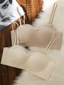 Seamless Anti-Slip Gathered Bra for Women with Detachable Strap High-End Sensual Style Smooth Surface Full Cup Bra