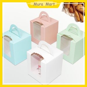 50pcs Pastry Box Single Solo Cupcake Box Cookies Boxes Individual Box with Handle