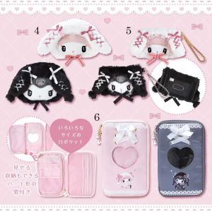Fumiyo Moon*Sanrio Reissue Lace Series Meowth And Kuromi Makeup Bag Storage Bag Hairband Card Holder Anime Cosplay Bag
