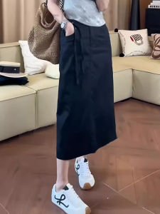 BINKAFENNY | Plus Size High Waist A-Line Mini Skirt Womens Summer Unique Personality Hip Concealing Age-Defying Long Black Skirt