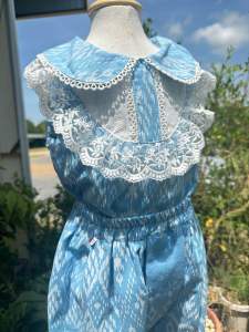 ชุดไทยเด็ก คอบัวแขนกุดสีฟ้า🩵 เสื้อ+โจงกระเบน