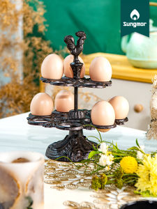 Sungmor Retro Cast Iron Egg Holder European Nostalgic Rooster Decoration Kitchen Cakeroom Decoration Egg Holder