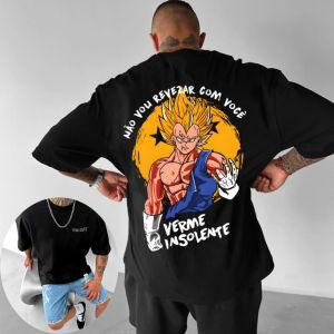 Bandai | Dragon Ball Mens and Womens T-shirt Vegeta Anime Tee Summer and Spring Boys Short Sleeves GYM Punk Parent-child Outfits