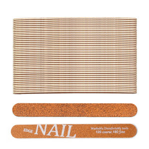 50pcs 120/180 Grit Wooden Nail Files Brown Emery Boards Reusable Manicure Travel Case Included Professional Nail Care Tools