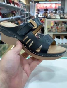 Max2 - Kasut Wedges Wanita Moden PU | Selesa dan Berjahit Tapak Lebih Tahan Lama | Rekaan Multifungsi | 6 cm Tinggi