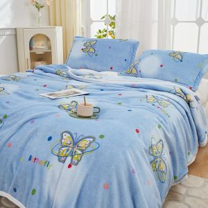 New 2025 Thick Coral Fleece Velvet Blanket Double Bed Office Cover Blanket Nap Single Person Blanket Warm Breathable Machine Washable