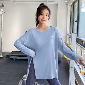 Luoke yoga suit for women set Sports top womens large loose fat mm stretch T-shirt blouse long sleeve running gym clothes women spring and summer new fitness