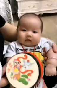 Baby Hand Drum Rattle Rotating Chinese Small Drum 0-3 Years Toddler Musical Toy Gendang Pusing Ready Stock