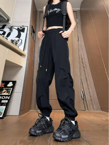 กางเกงทหารร่มสีดำ กางเกงขายาวทรงตรงสำหรับผู้ชาย กางเกงขายาวลำลองฤดูร้อน แห้งเร็ว น้ำหนักเบา ทรงเข้ารูป กางเกงปีนเขา