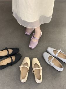 French Satin Flat Ballet Shoes Feminine Style