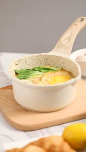 Ecowin Cookware Nonstick Saucepan 16/18CM Ceramics Coating Soup Pot Including Lid with Wooden Spoon Suitable for All Stoves Gas Induction Cooker baby food pot