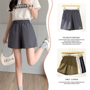 Ruizhijzg Ready Stock M-3XL  new Summer  Plus Size Shorts Womens solid color plus size Beach shorts Ladies loose casual Quick   drying thin cotton shorts female Office work Suit Shorts Korean